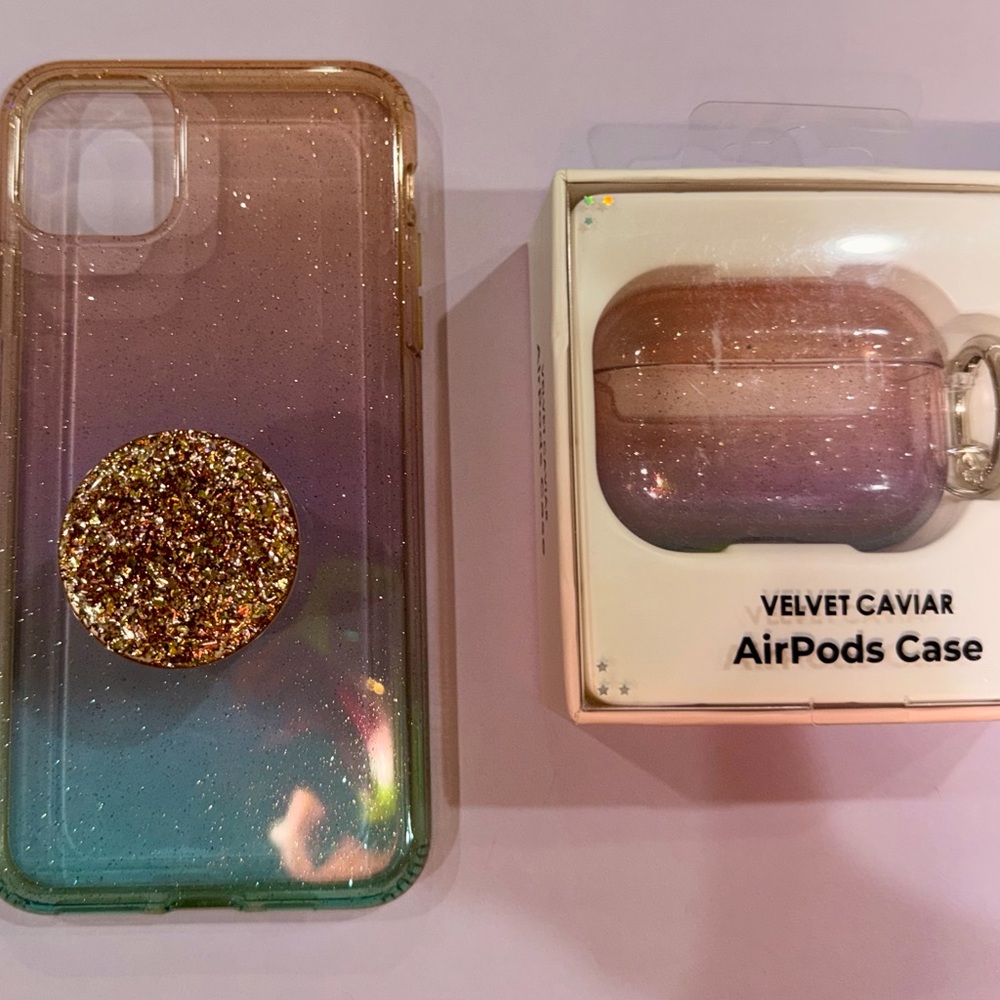 Velvet Caviar Glitter Phone Case - Gold and Blue